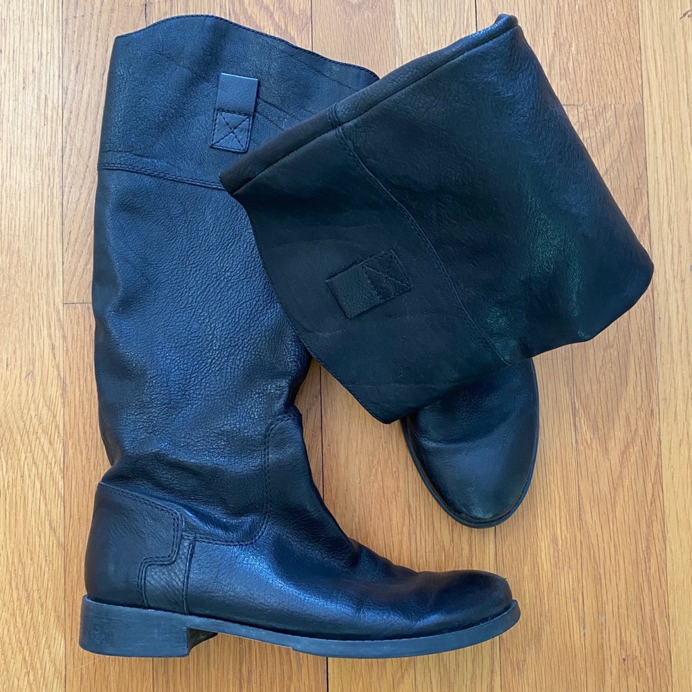 Nine West Black Leather Riding Boot